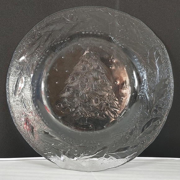 Arcoroc HOLLY TREE Glass Salad Plate Replacement Poinsettia's France Embossed Vt - Picture 5 of 12